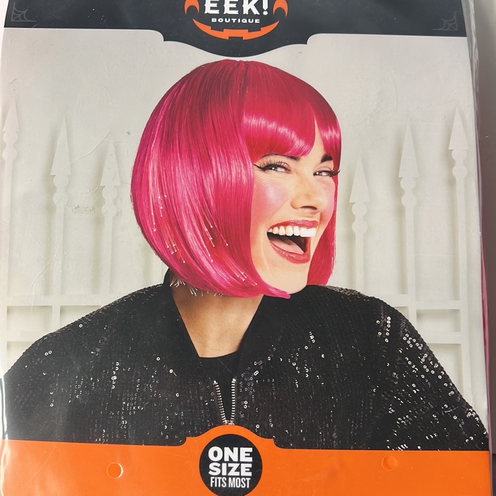 Hide and Eek Wig Light up Bob Wig Pink One Size New - Picture 2 of 8